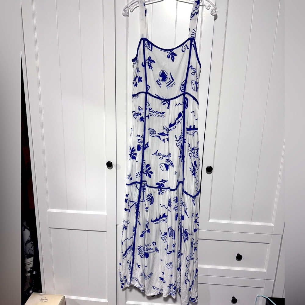 🆕 Paper Heart Coastal Printed Linen Blend Women's Maxi Dress 💙